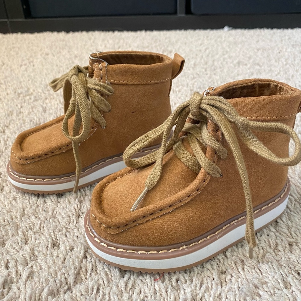 Toddler Moc Toe Boots, Cognac, Size 5 - Picture 2 of 11